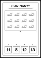 quantos trenó de papai noel, jogo para crianças. ilustração vetorial, planilha para impressão vetor