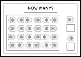 quantas caneca de natal, jogo para crianças. ilustração vetorial, planilha para impressão vetor