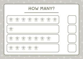 quantos fantasmas, jogo para crianças. ilustração vetorial, planilha para impressão vetor