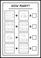 quantos chapéu de papai noel, jogo para crianças. ilustração vetorial, planilha para impressão vetor