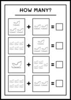 quantos trenó de papai noel, jogo para crianças. ilustração vetorial, planilha para impressão vetor