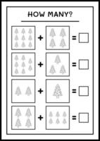 quantas árvore de natal, jogo para crianças. ilustração vetorial, planilha para impressão vetor