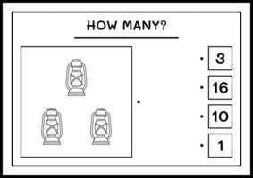 quantas lanterna de natal, jogo para crianças. ilustração vetorial, planilha para impressão vetor