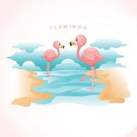flamingo na praia vetor