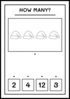 quantos chapéu de papai noel, jogo para crianças. ilustração vetorial, planilha para impressão vetor