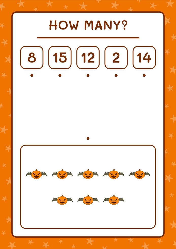 quante zucche, gioco per bambini. illustrazione vettoriale, foglio di lavoro stampabile vettore