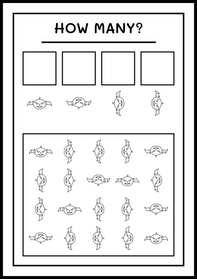 quante zucche, gioco per bambini. illustrazione vettoriale, foglio di lavoro stampabile vettore