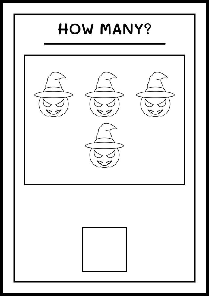 quante zucche, gioco per bambini. illustrazione vettoriale, foglio di lavoro stampabile vettore