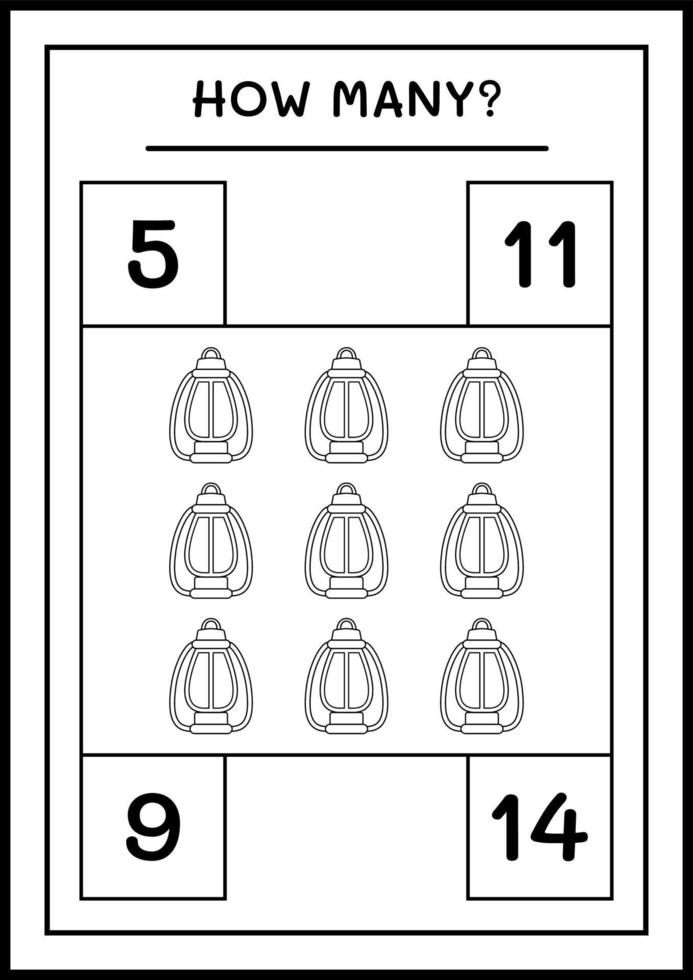 quante lanterne di natale, gioco per bambini. illustrazione vettoriale, foglio di lavoro stampabile vettore