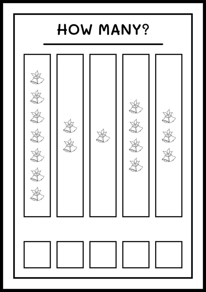 quante campane di natale, gioco per bambini. illustrazione vettoriale, foglio di lavoro stampabile vettore