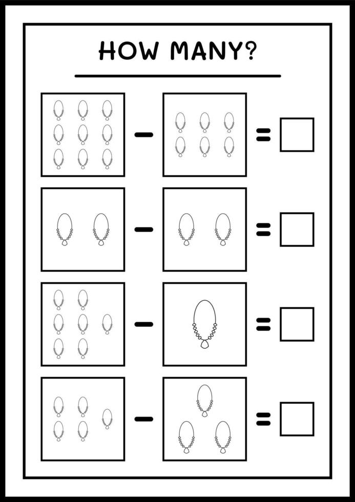 quanti ciondolo, gioco per bambini. illustrazione vettoriale, foglio di lavoro stampabile vettore