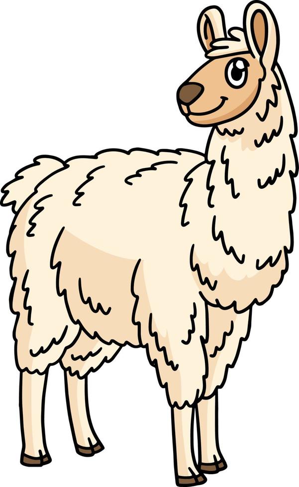 illustrazione clipart colorata cartone animato animale lama vettore