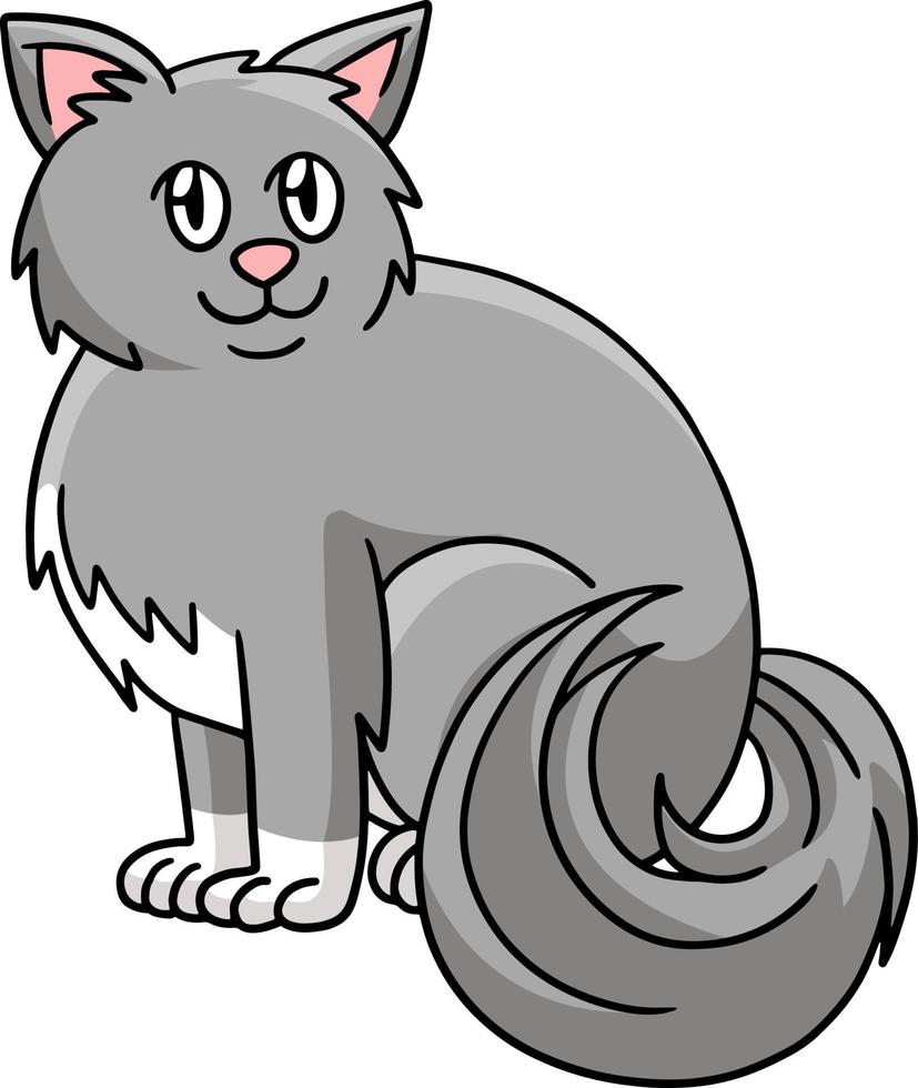 illustrazione clipart colorata del fumetto dell'animale del gatto vettore