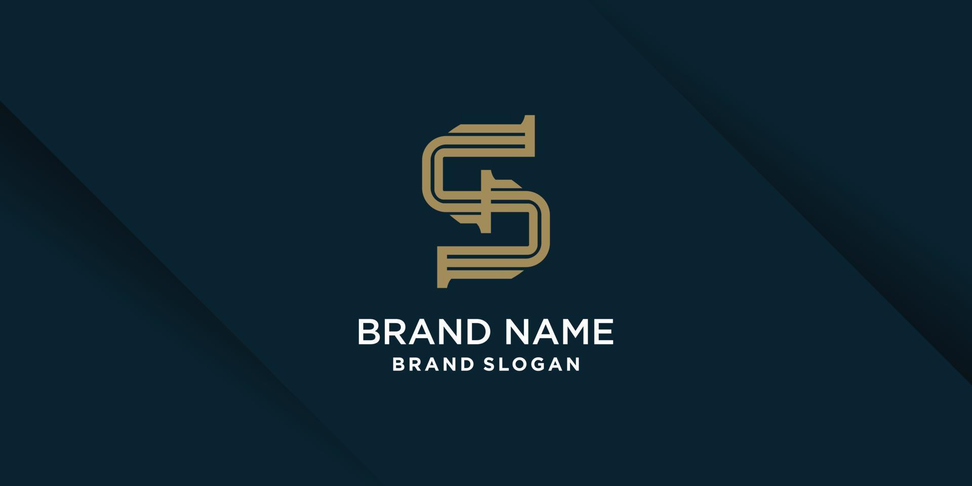 concetto di logo della lettera s con uno stile moderno per il vettore premium dell'avvocato