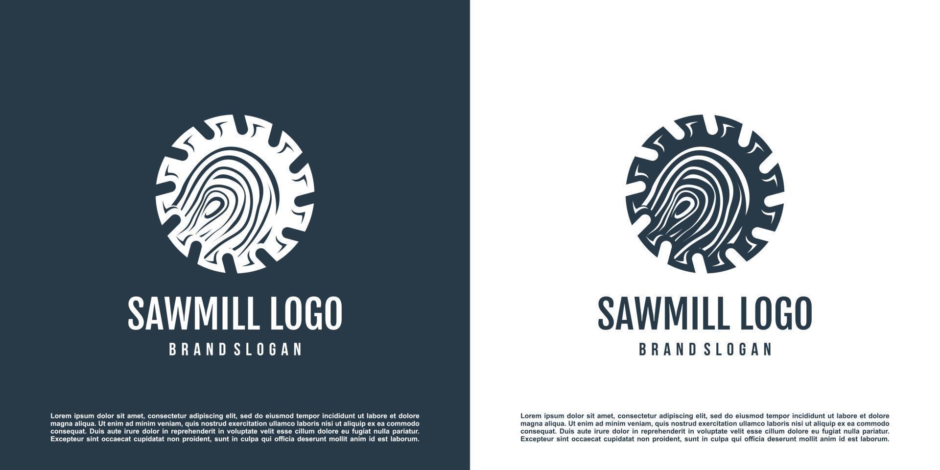 design del logo della segheria con vettore premium di concetto di elemento creativo