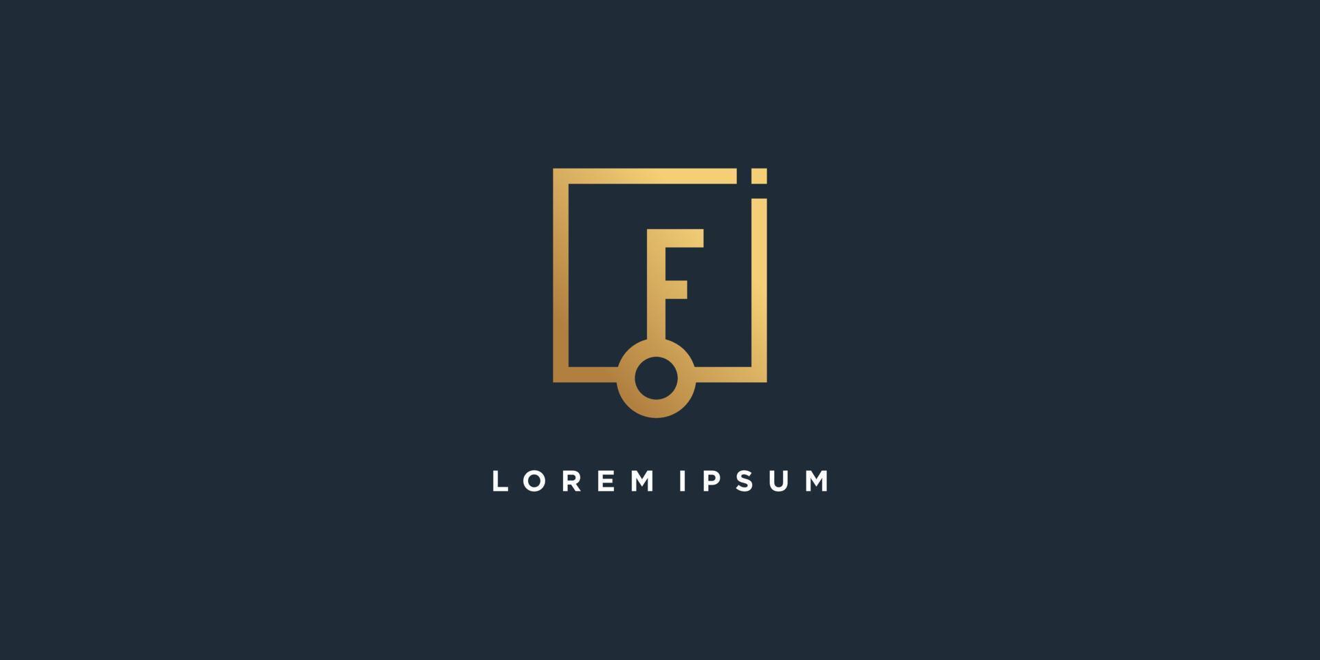 lettera f logo design con concetto chiave vettore premium