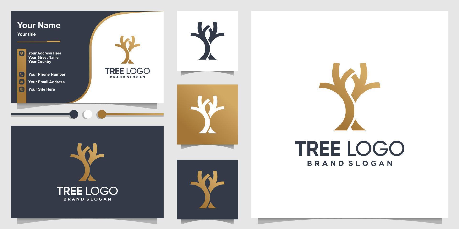 design del logo dell'albero con vettore premium di concetto astratto creativo