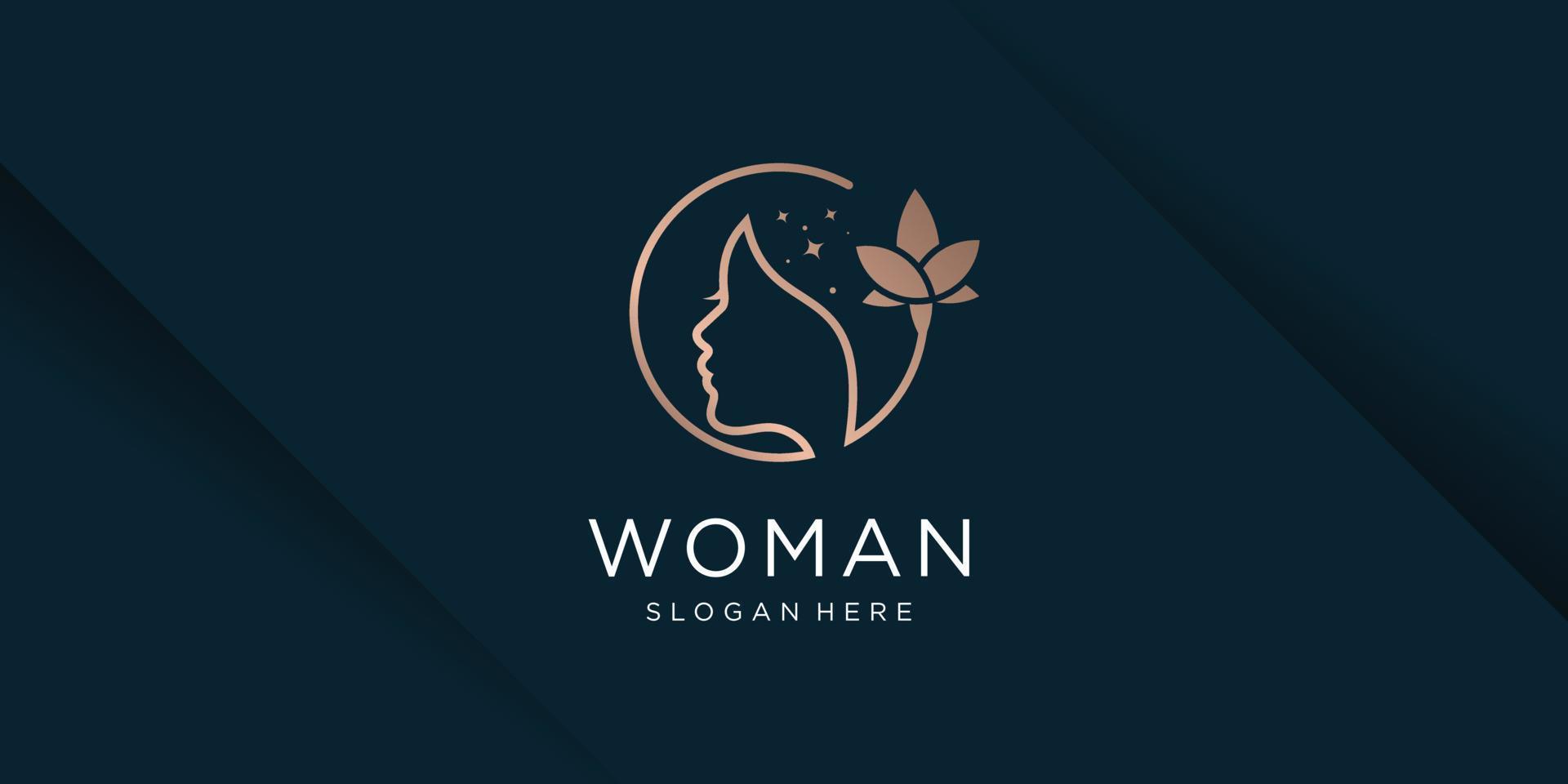 logo donna con vettore premium di concetto di fiore