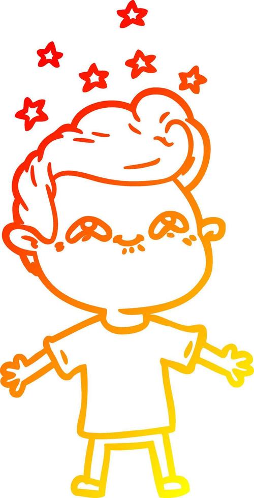caldo gradiente di linea disegno felice cartone animato ragazzo vettore