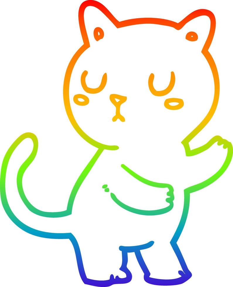 gatto dei cartoni animati di disegno a tratteggio sfumato arcobaleno vettore