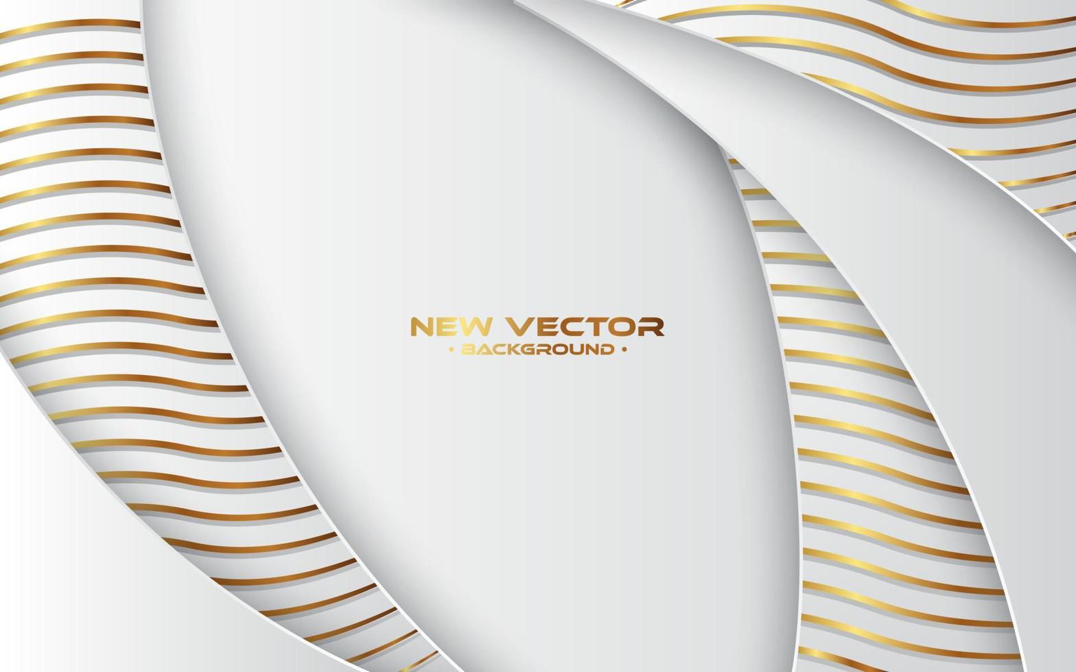 sfondo di taglio di carta di lusso, decorazione astratta, motivo dorato, illustrazione vettoriale 3d. modello di copertina bianco e grigio, forme geometriche, sfondo minimal moderno.