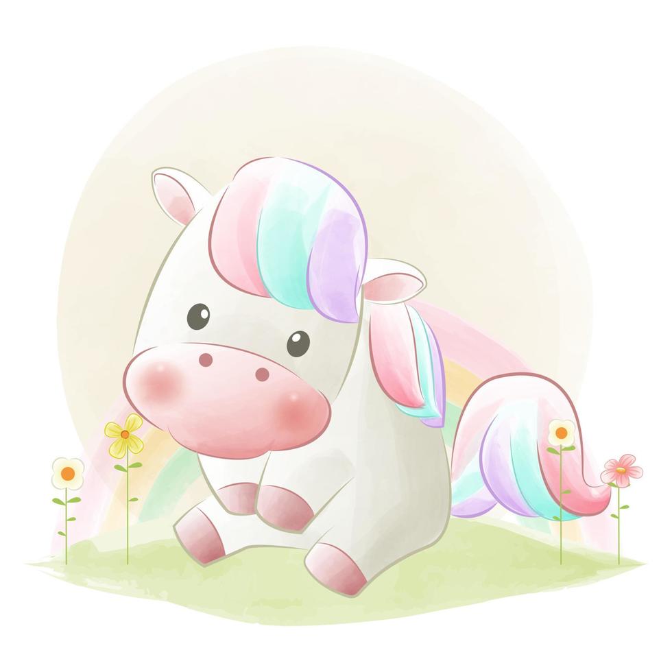 baby shower unicorno carino, illustrazione di cavallo pony vettore