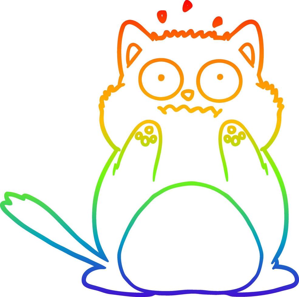 arcobaleno gradiente linea disegno cartone animato gatto preoccupato vettore