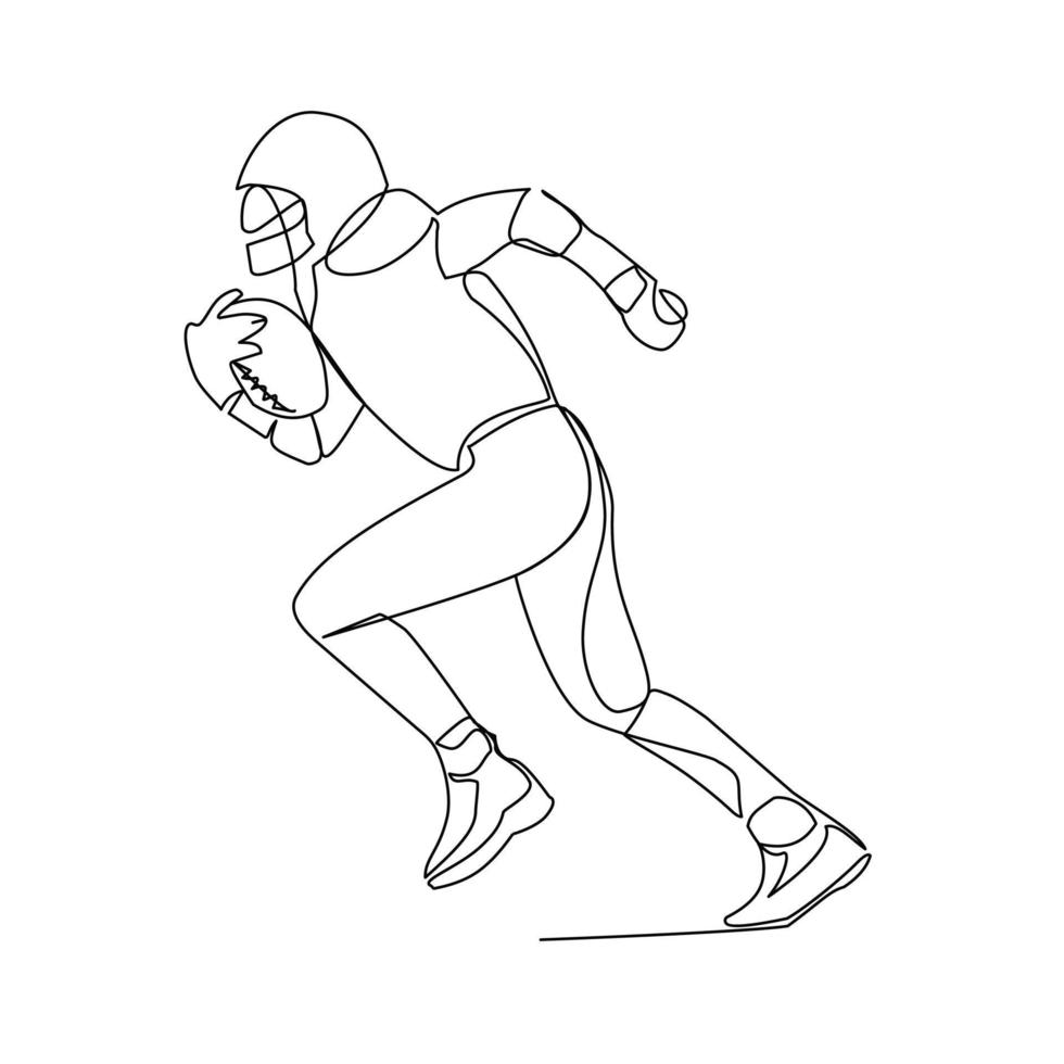 illustrazione vettoriale del giocatore di rugby disegnata in stile art linea