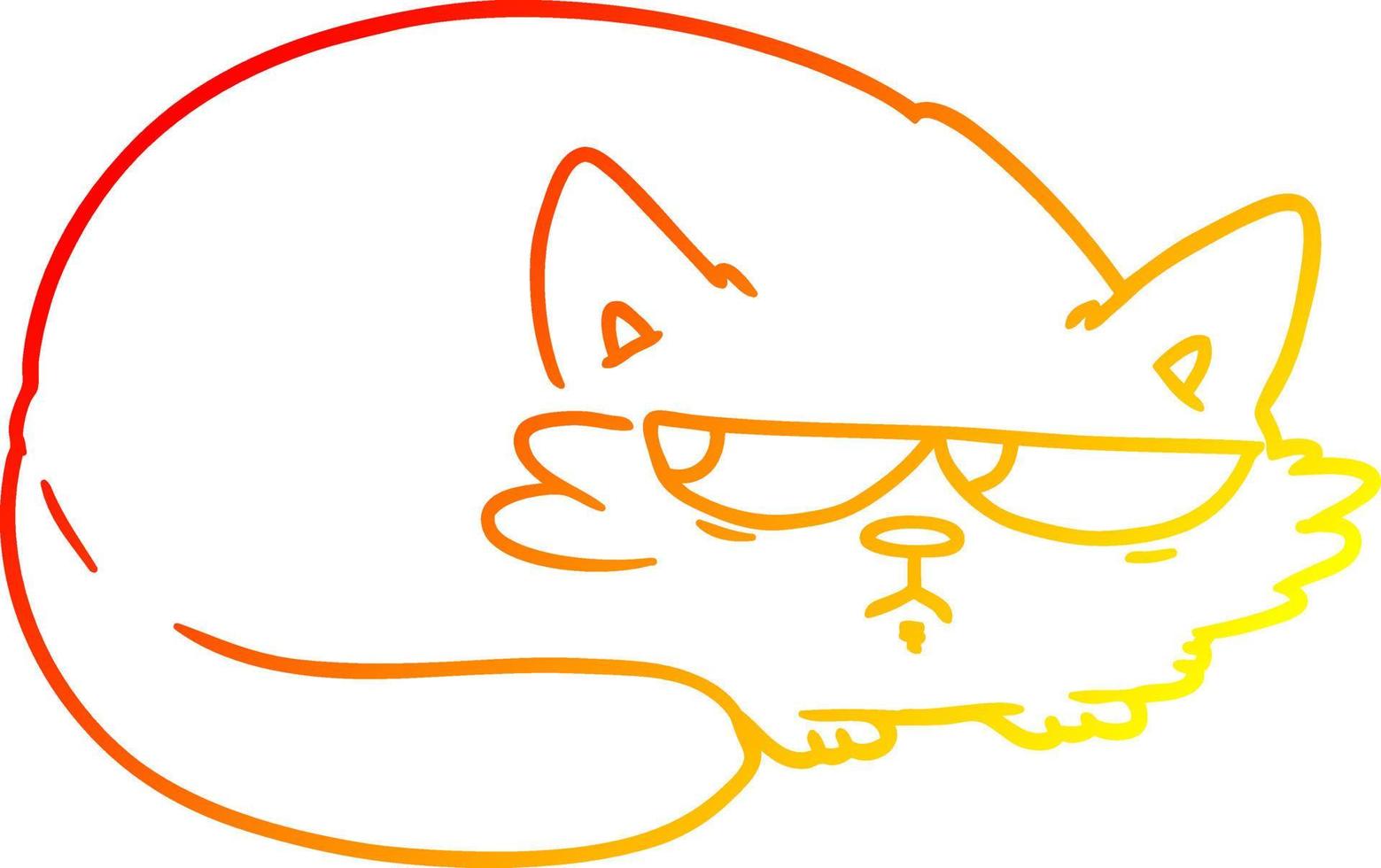 caldo gradiente disegno cartone animato gatto sospettoso vettore