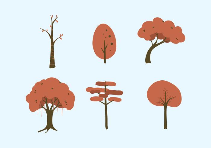 Insieme dell'illustrazione degli alberi di vettore