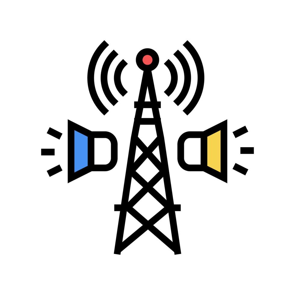 illustrazione vettoriale dell'icona del colore della trasmissione radiofonica