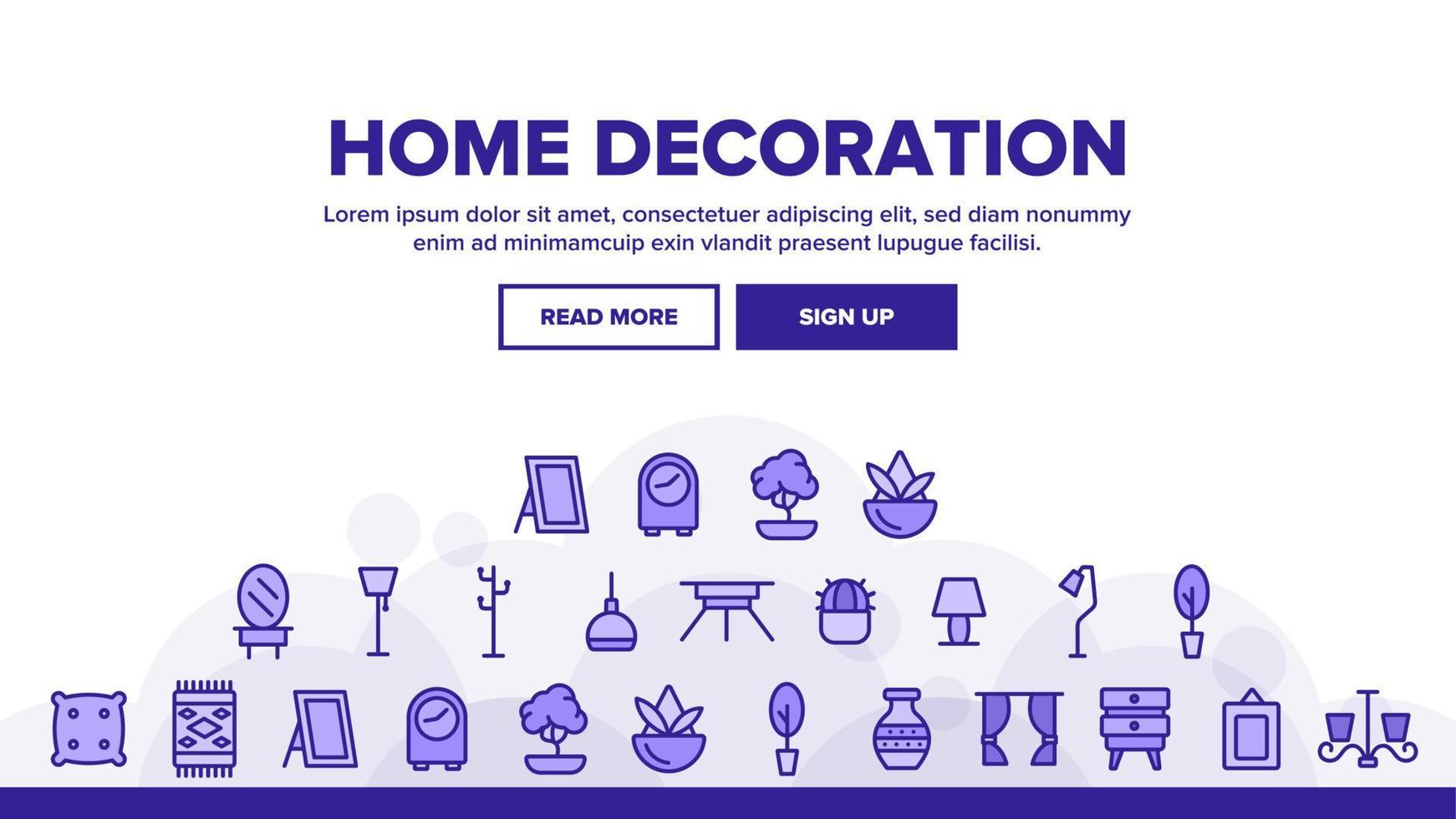 collezione di oggetti per la decorazione della casa set di icone vettoriali