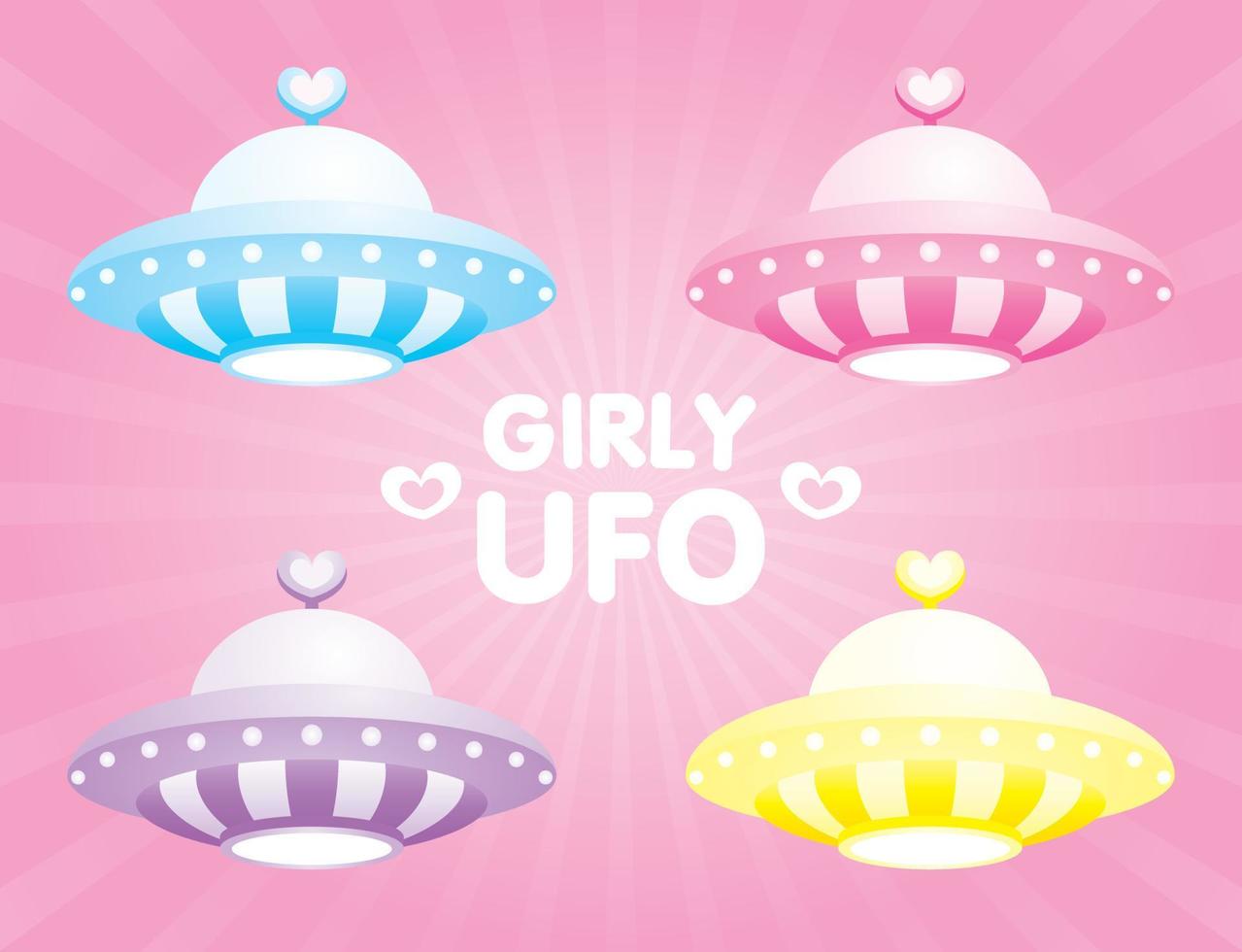 carino girly pastello ufo illustrazione raccolta vettoriale