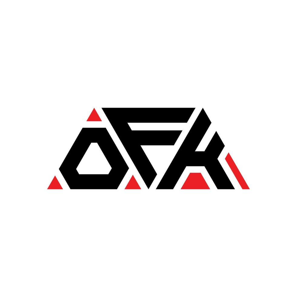 design del logo della lettera del triangolo dell'Ok con forma triangolare. monogramma di design del logo del triangolo ofk. modello di logo vettoriale triangolo ofk con colore rosso. logo triangolare ofk logo semplice, elegante e lussuoso. d'accordo