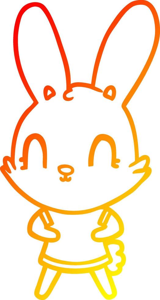 caldo gradiente di disegno coniglio simpatico cartone animato in abito vettore