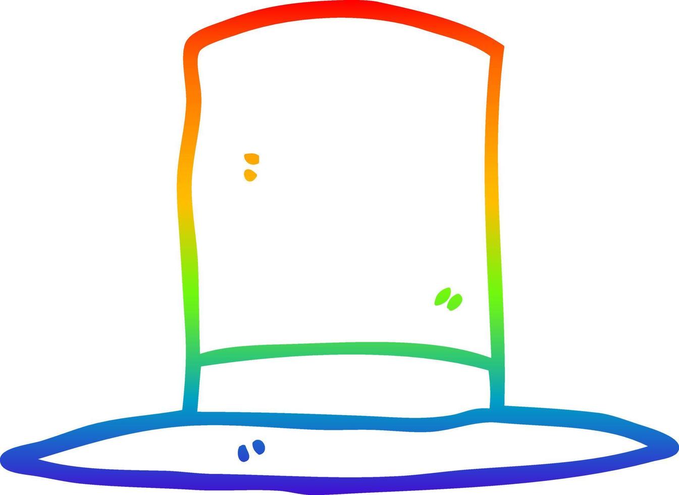 cappello a cilindro del fumetto di disegno a tratteggio sfumato arcobaleno vettore
