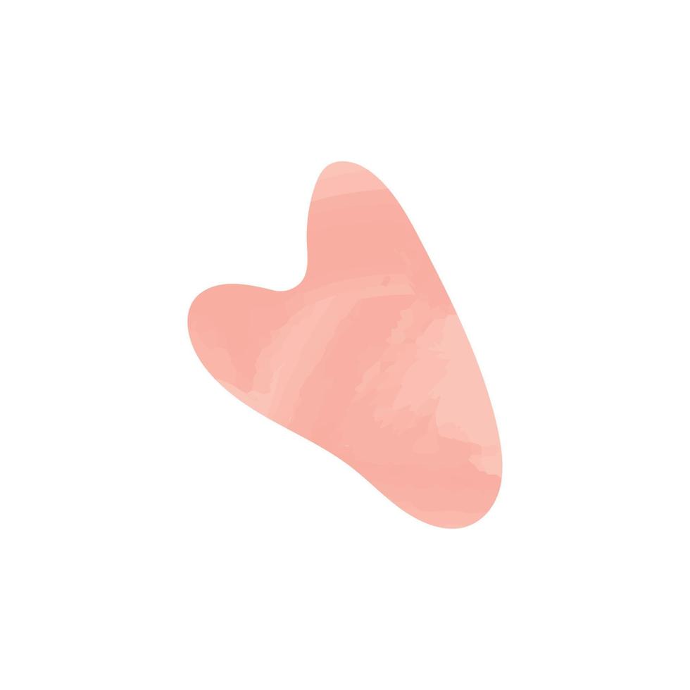 pietra di quarzo gua sha per automassaggio e cura della pelle, illustrazione vettoriale piatta isolata su sfondo bianco. raschietto guasha rosa per spa e medicina alternativa.