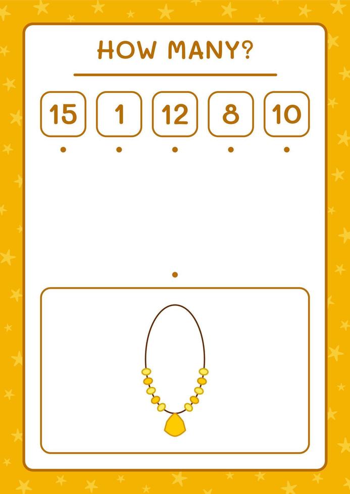 quanti ciondolo, gioco per bambini. illustrazione vettoriale, foglio di lavoro stampabile vettore