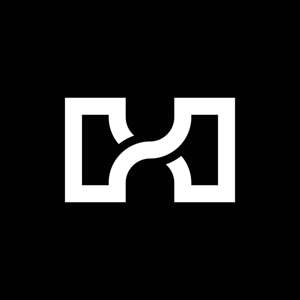 lettera moderna h con design del logo a linee sovrapposte vettore