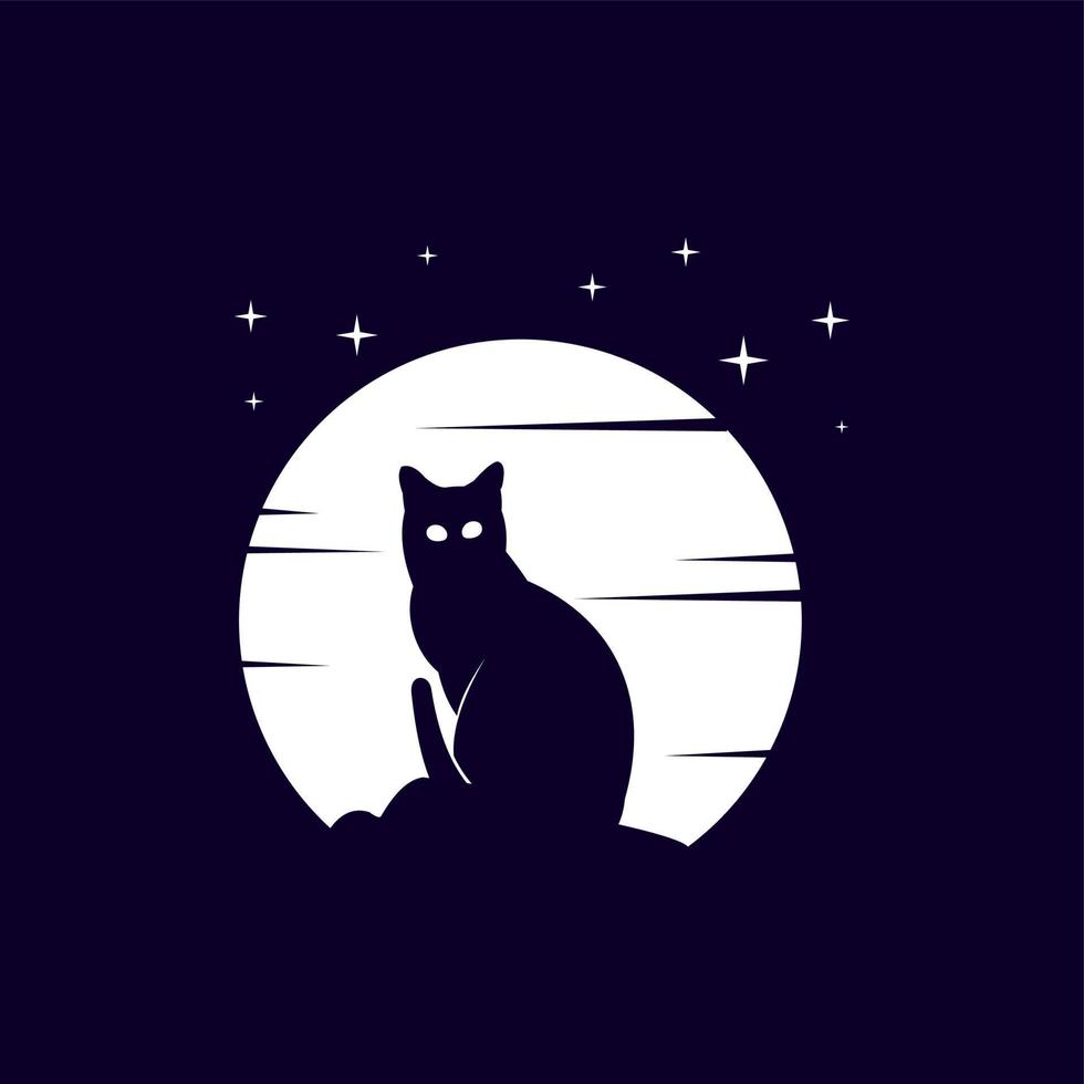 logo del gatto notturno vettore
