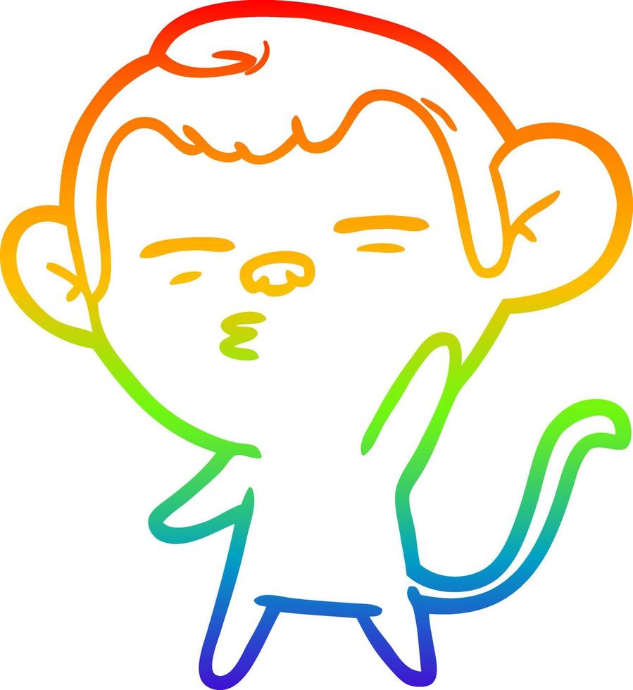 arcobaleno gradiente linea disegno cartone animato scimmia sospetta vettore
