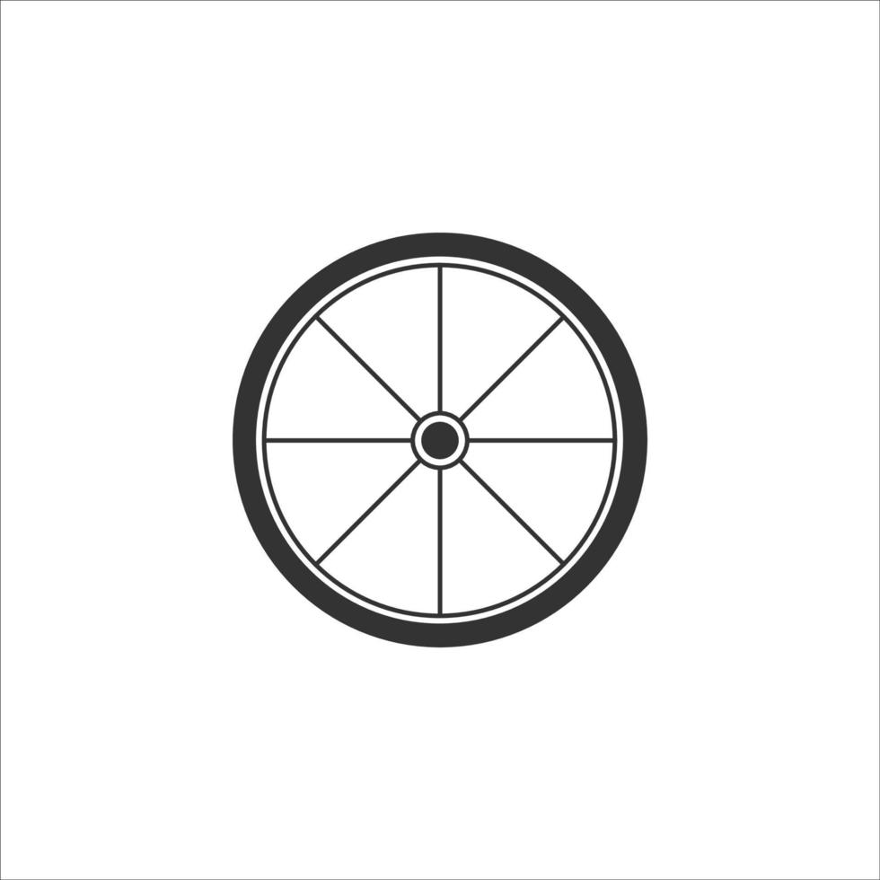 segno di vettore dell'icona della ruota di bicicletta isolato su priorità bassa bianca