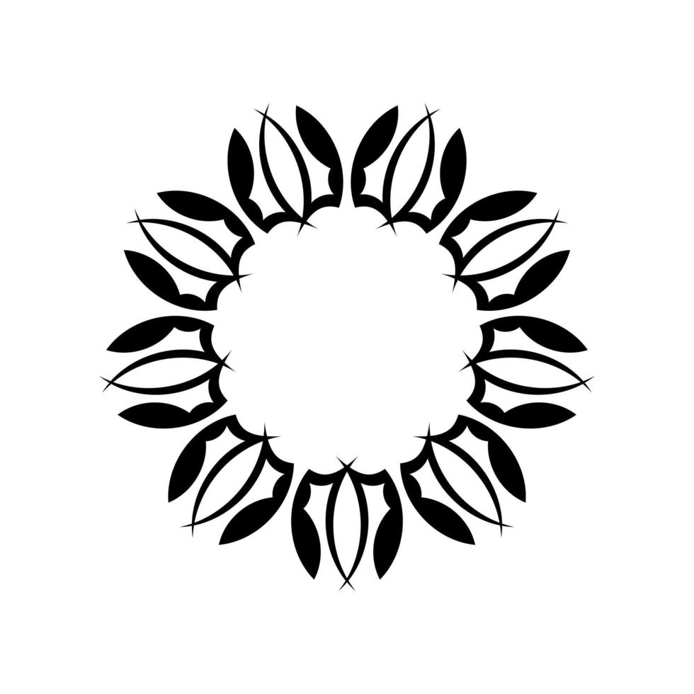 mandala indiano in bianco e nero. logo in bianco e nero. vettore orientale, modelli di terapia antistress. tessitura di elementi di design. vettore di loghi yoga.
