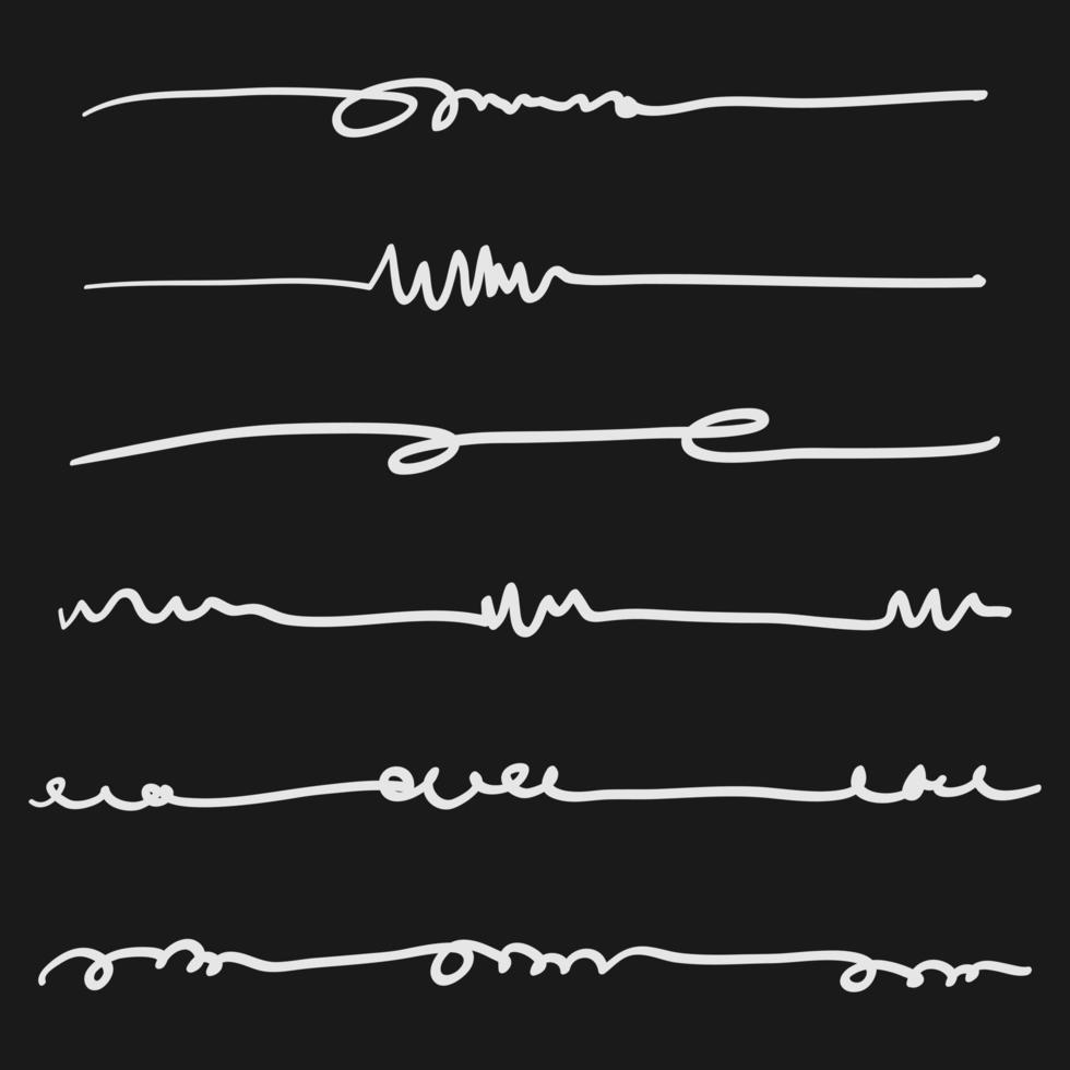 set di linee disegnate a mano in bianco e nero vettore