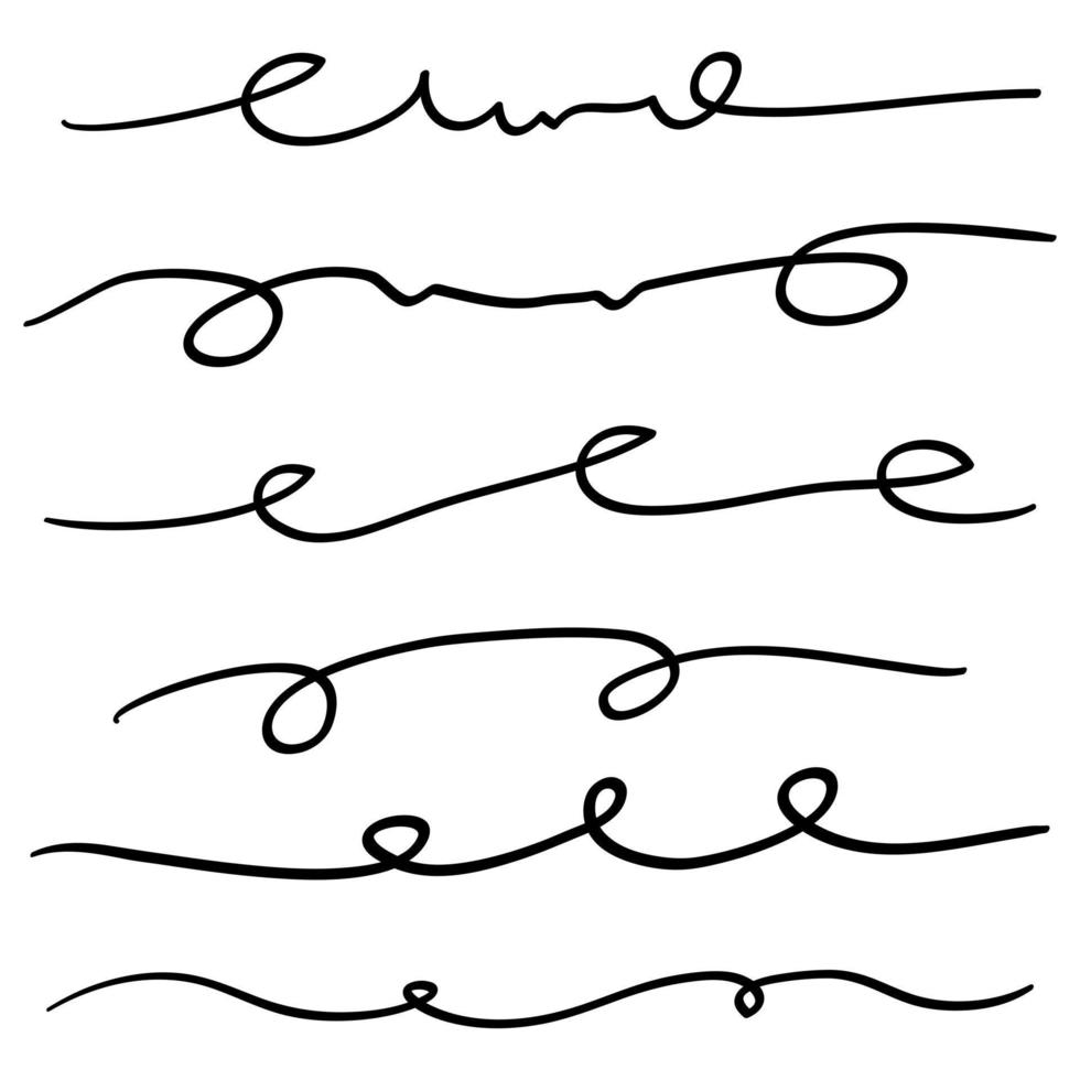 set di linee disegnate a mano in bianco e nero vettore