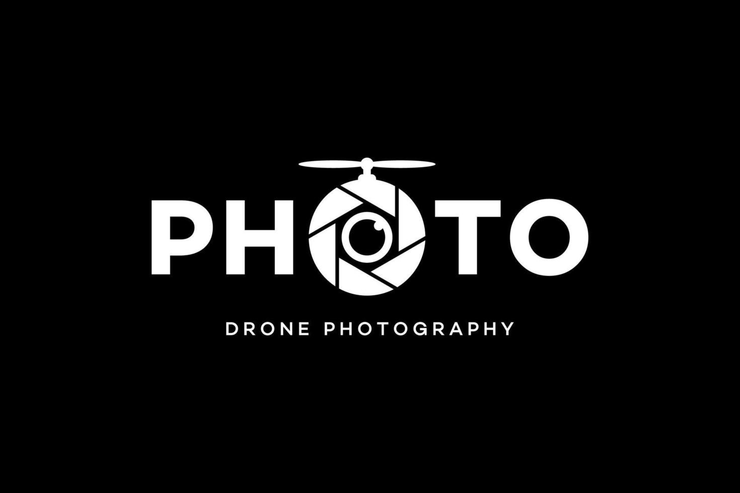 logo nero della fotografia del drone vettore