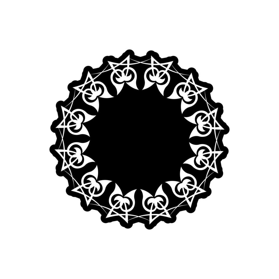 logo mandala indiano. logo in bianco e nero. ornamenti rotondi decorativi. forma insolita del fiore. vettore orientale, modelli di terapia antistress. tessitura di elementi di design. vettore di loghi yoga.