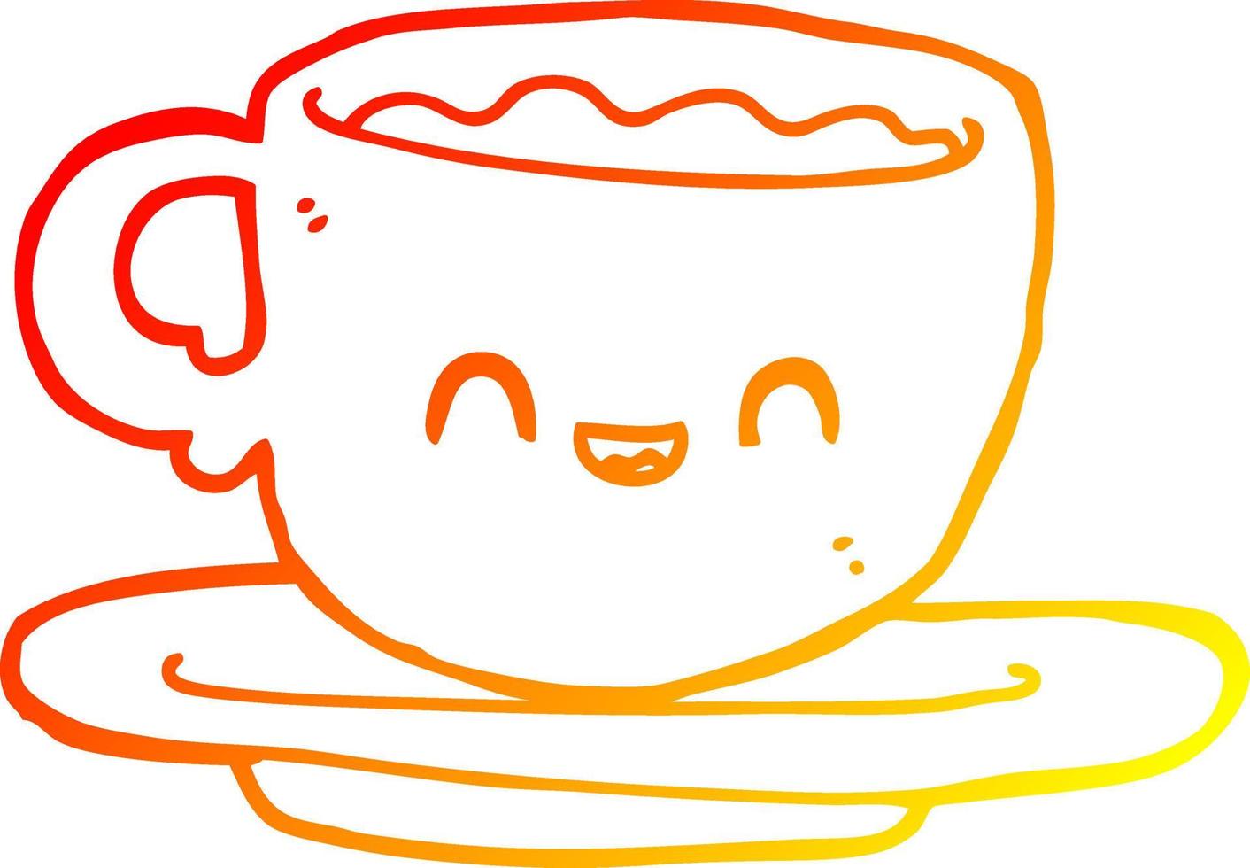 caldo gradiente linea disegno cartone animato tazza di caffè calda vettore