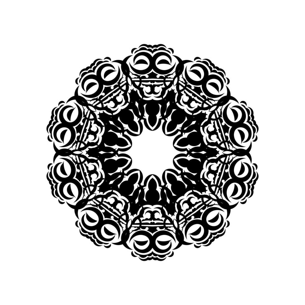 mandala indiano in bianco e nero. ornamento circolare. Isolato su uno sfondo bianco. vettore