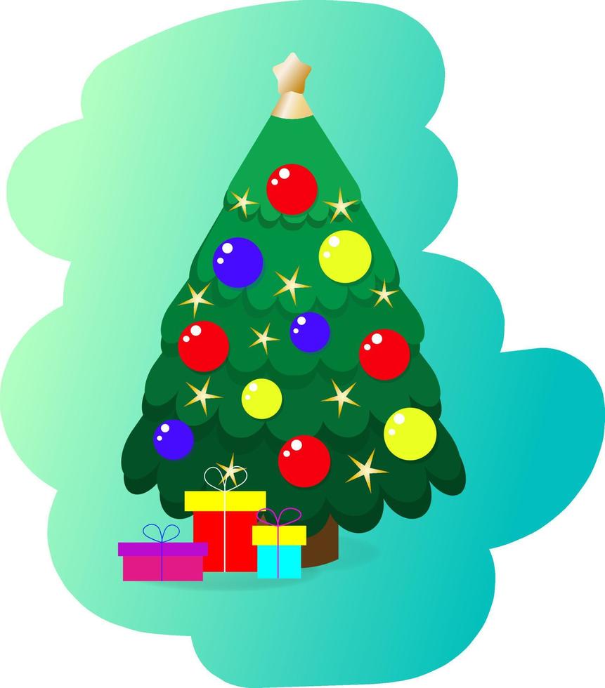 albero di natale con palline e regali vettore